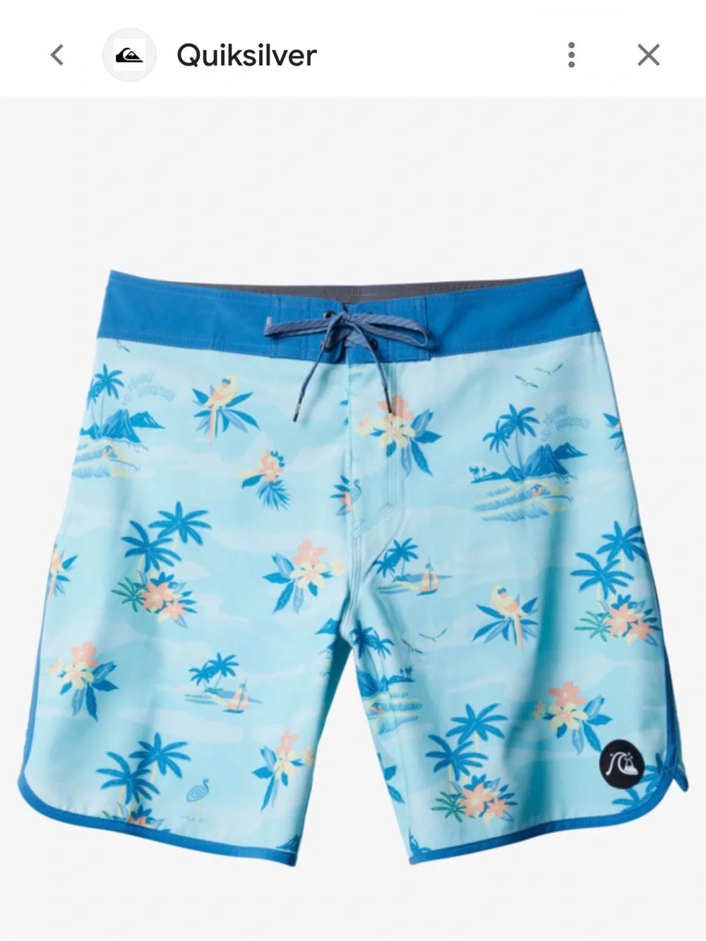 Quiksilver Highline Surf Silk Blue Printed Board Shorts, 36
